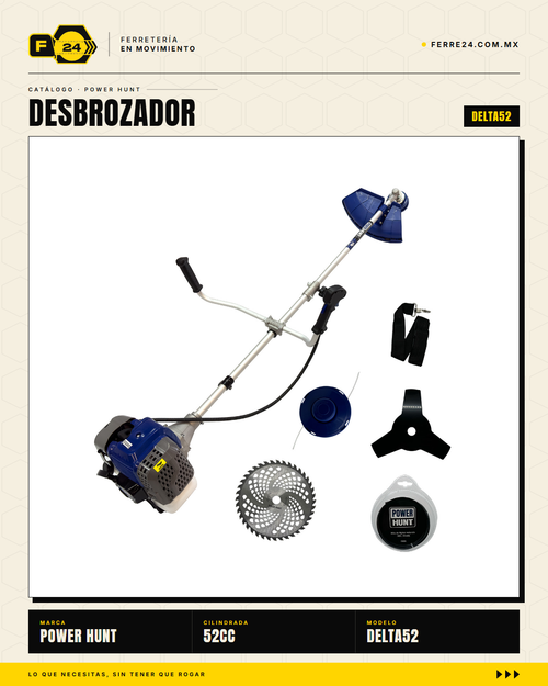 Desbrozadora Power Hunt DELTA52 52 cc — Con Cuchilla de Fábrica · hero_001