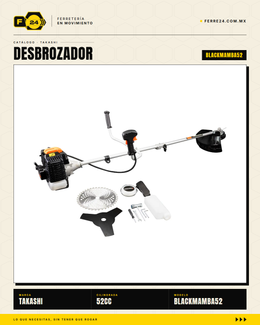 Desbrozadora Takashi BLACKMAMBA52 52 cc — Eje Partido