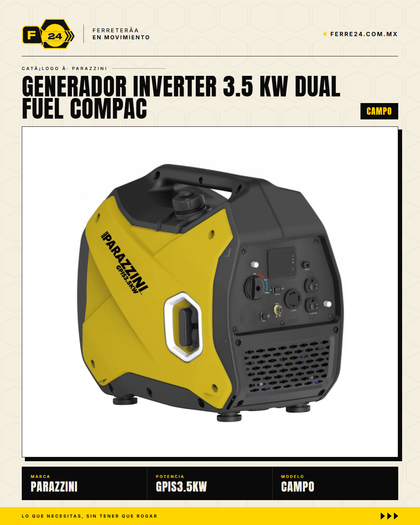 Generador Inverter Dual Fuel 3.5 KW — Silencioso y Portátil