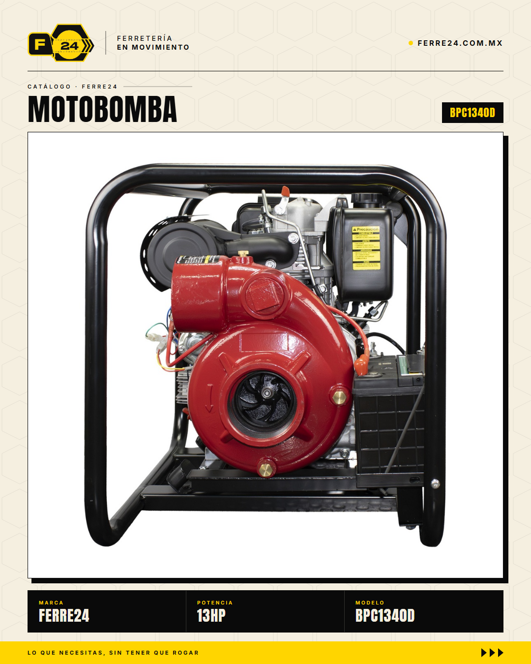 Motobomba Diésel Centrífuga 13 HP — 4", 2,010 L/min · hero_001