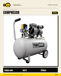 Compresor Power Hunt 50 L — Libre de Aceite, Doble Conexión Rápida