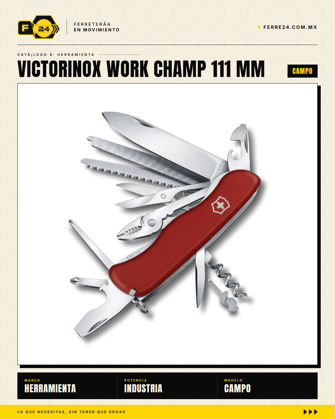 Victorinox Work Champ 111mm — Navaja Herramientas 21 Funciones Roja — vista principal