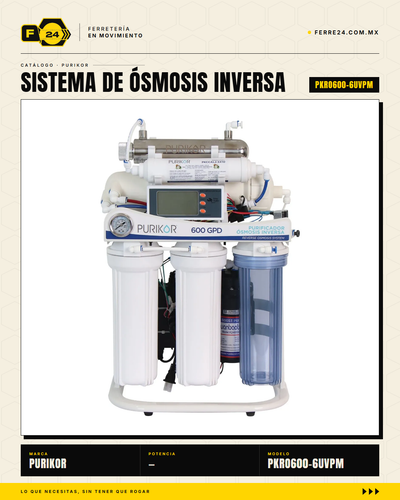 Sistema de Ósmosis Inversa PURIKOR 600 GPD 6 Etapas con UV — PKRO600-6UVPM