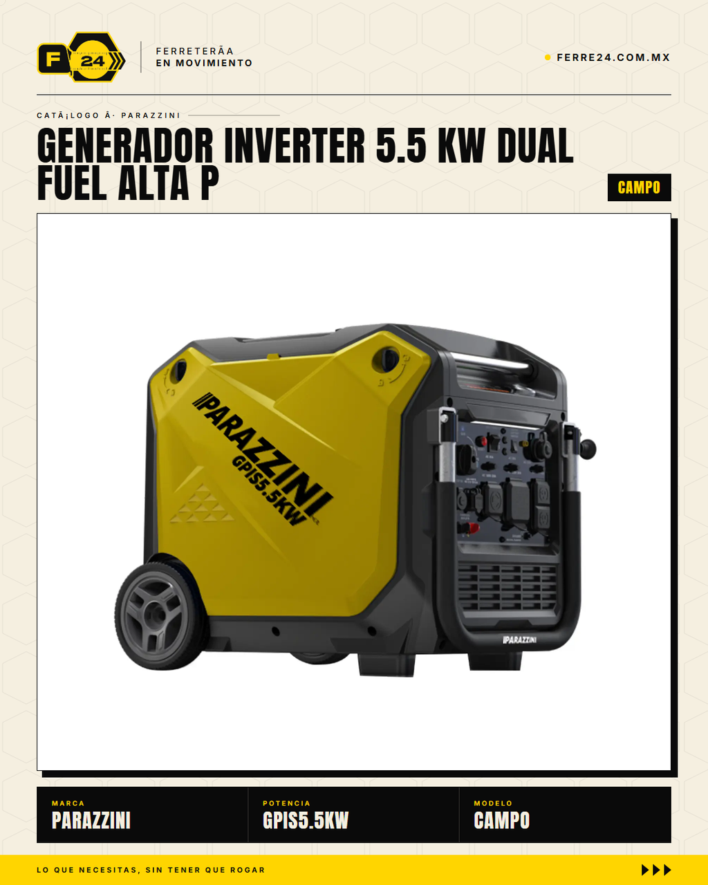 Generador Inverter Dual Fuel 5.5kW — vista principal