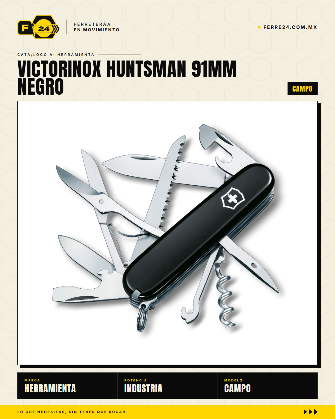 Victorinox Huntsman 91mm Negro — 15 Funciones con Sierra — vista principal