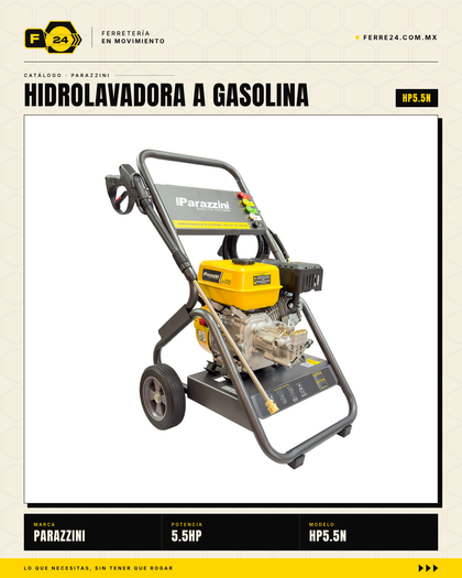 Hidrolavadora a Gasolina Parazzini HP5.5 — 2,200 PSI / 5.5 HP / 4 Tiempos