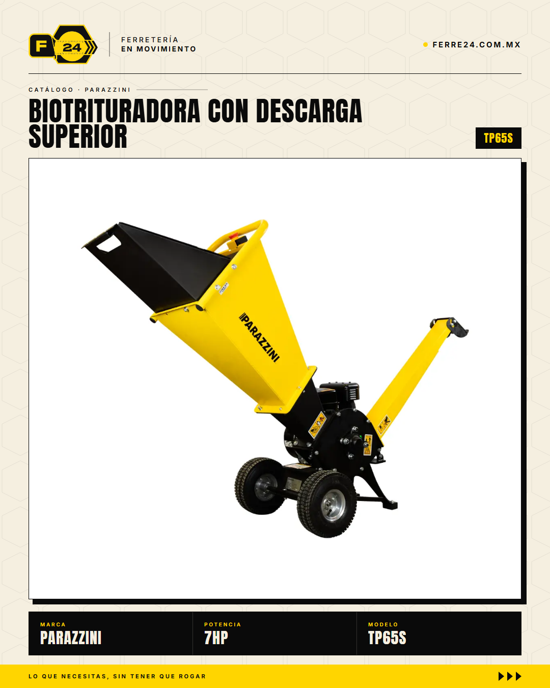 Biotrituradora Parazzini 7 HP — Corte de 2", Descarga Superior · hero_001