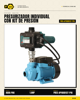 Presurizador Individual AQUA PAK con Kit de Presión PRES-AP10XB127-P16 — 1 HP Monofásico 127 V