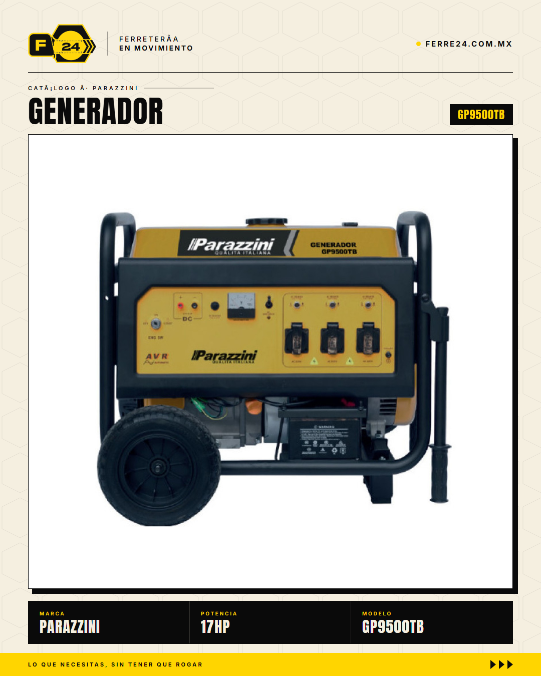 Generador Parazzini GP9500TB 17HP 9500W — vista principal