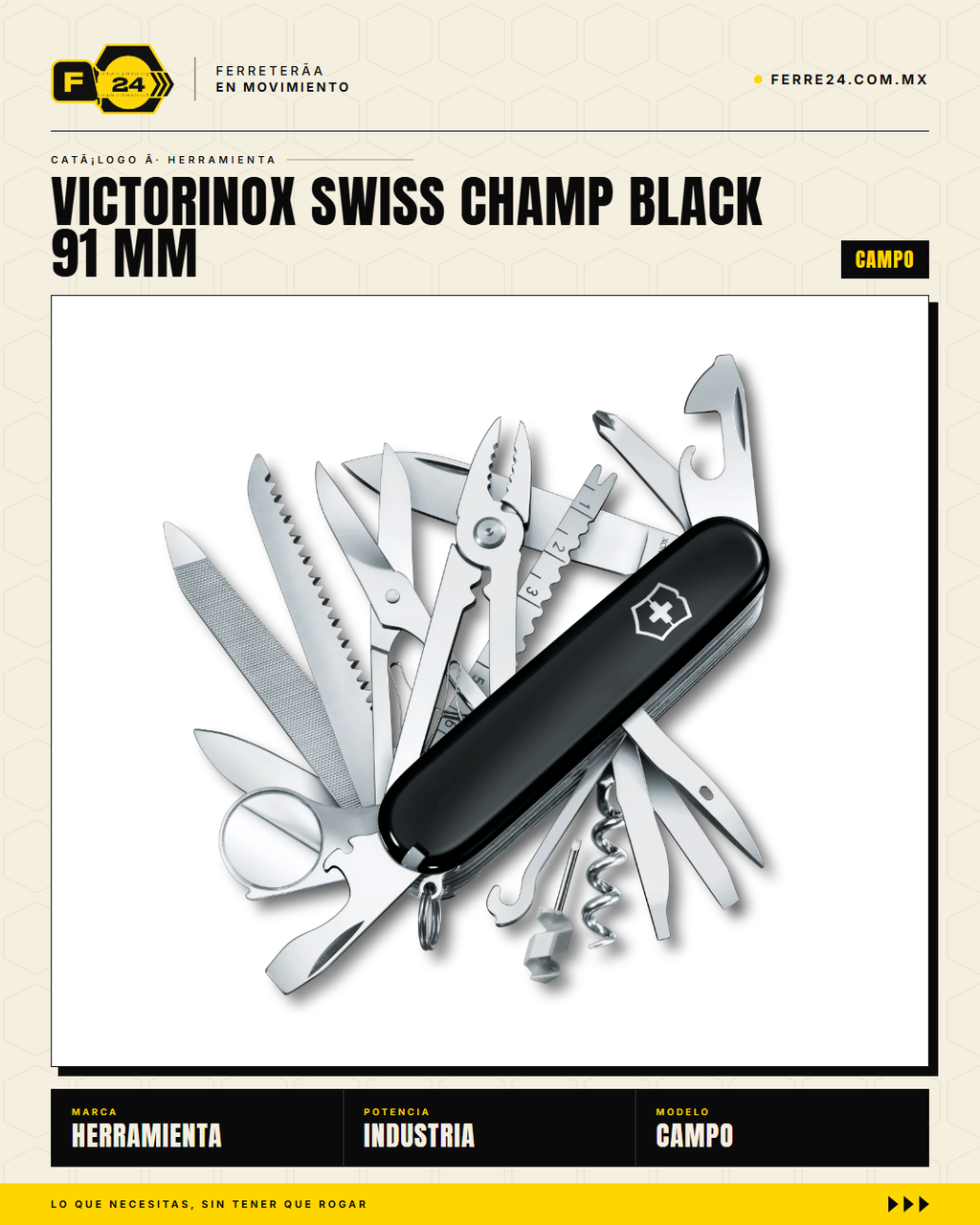 Victorinox Swiss Champ 91mm Negro — Navaja Multiusos 33 Funciones — vista principal
