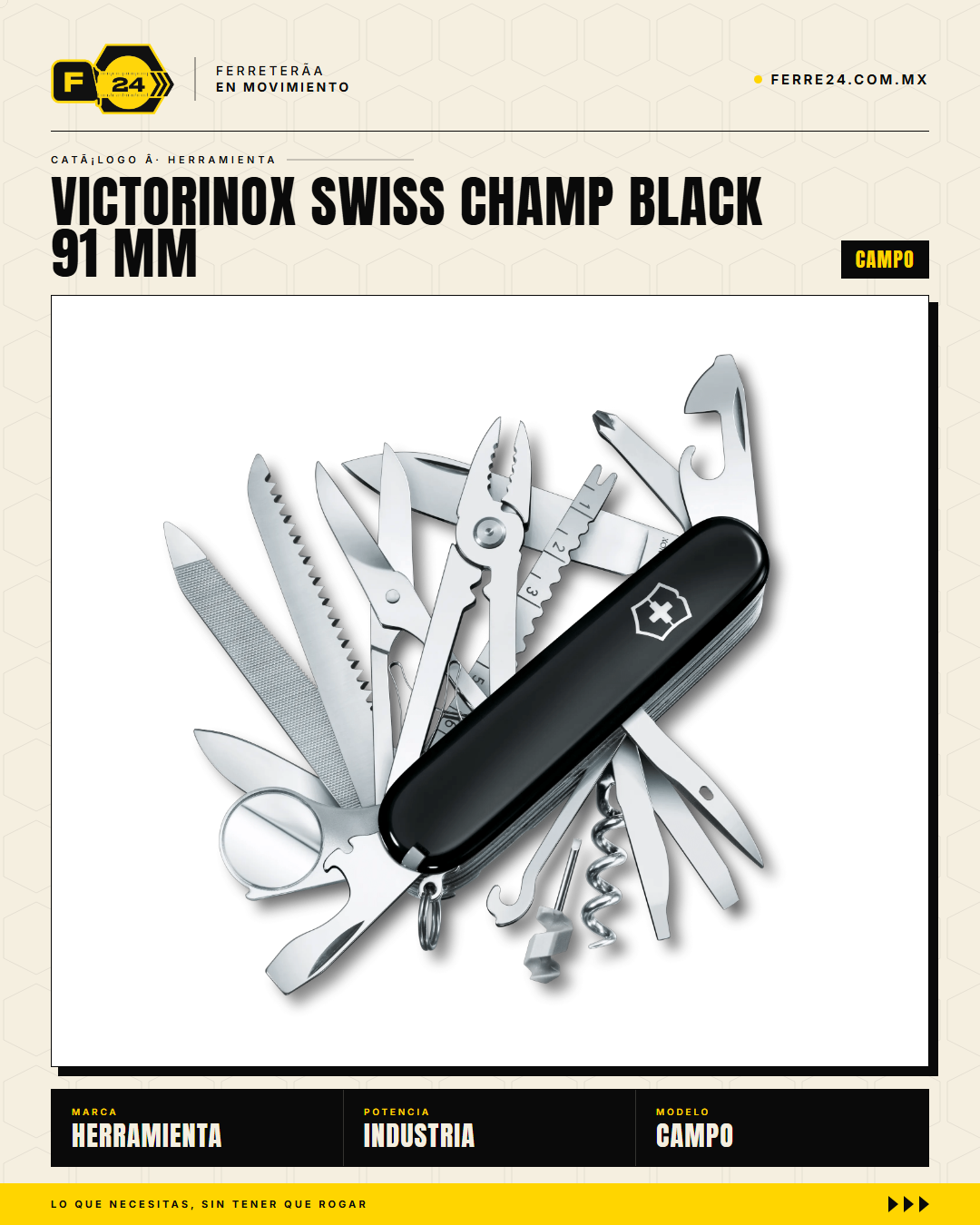 Victorinox Swiss Champ 91mm Negro — Navaja Multiusos 33 Funciones — vista principal