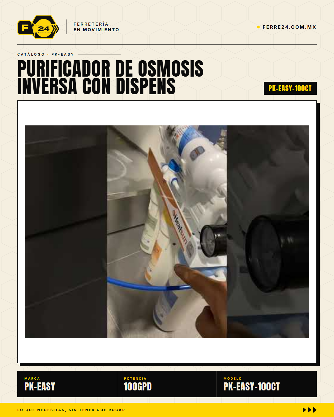 Purificador de Ósmosis Inversa 100GPD con Dispensador — PK-EASY 100CT · hero_001