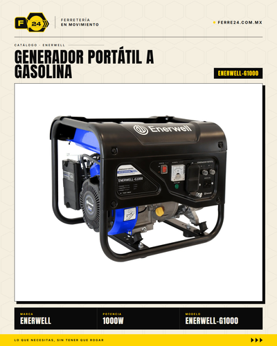 Generador Portátil Inverter 1000W ENERWELL — A Gasolina