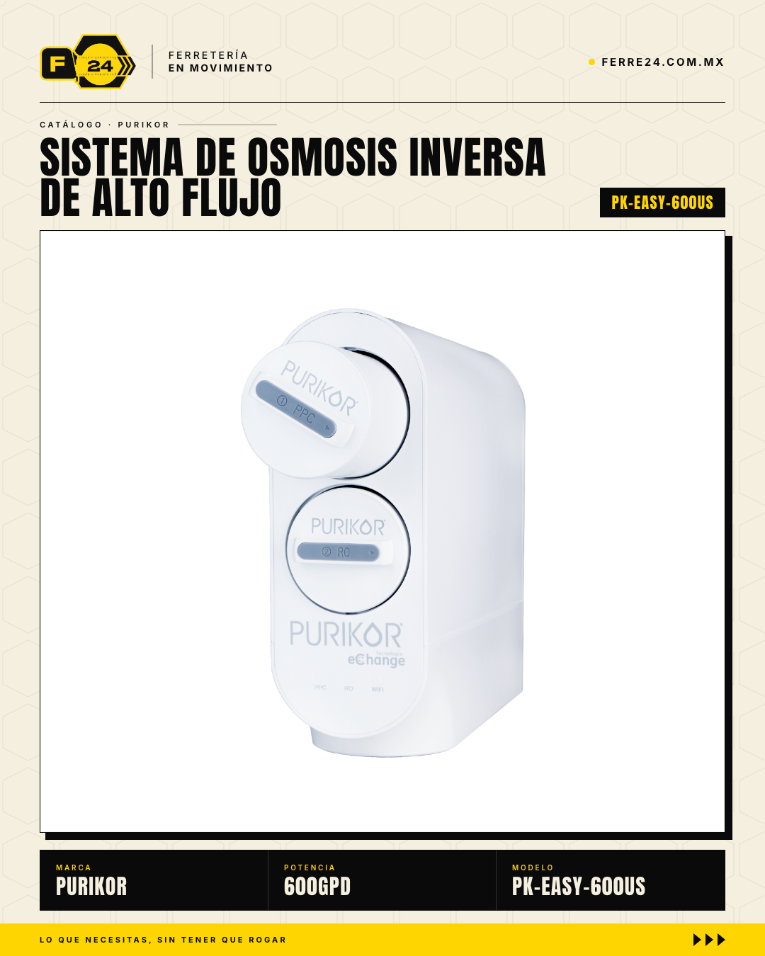 Sistema de Ósmosis Inversa Sin Tanque 600 GPD — PURIKOR PK-EASY-600US · hero_001