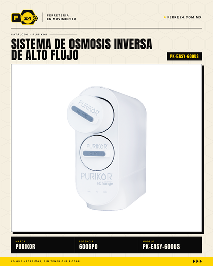 Sistema de Ósmosis Inversa Sin Tanque 600 GPD — PURIKOR PK-EASY-600US
