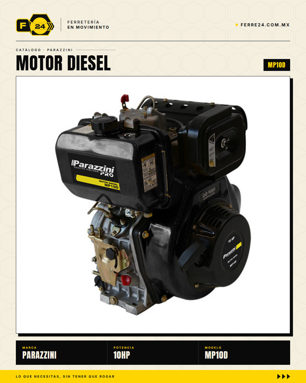 Parazzini MP10D — Motor Diesel 10HP con Arranque Eléctrico · hero_001