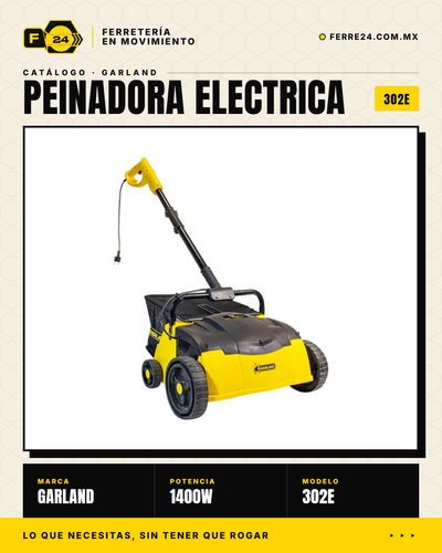 Peinadora Eléctrica para Césped Artificial — Garland Roll & Comb 302 E, 1400 W