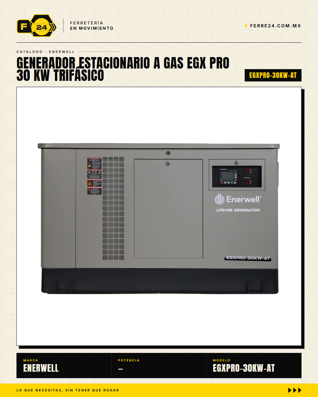 Generador Estacionario a Gas 30 kW — EGX PRO, Trifásico · hero_001