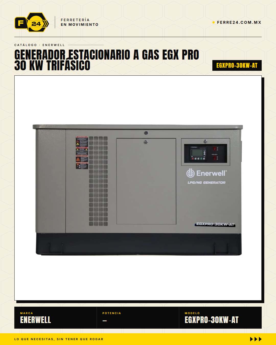 Generador Estacionario a Gas 30 kW — EGX PRO, Trifásico · hero_001