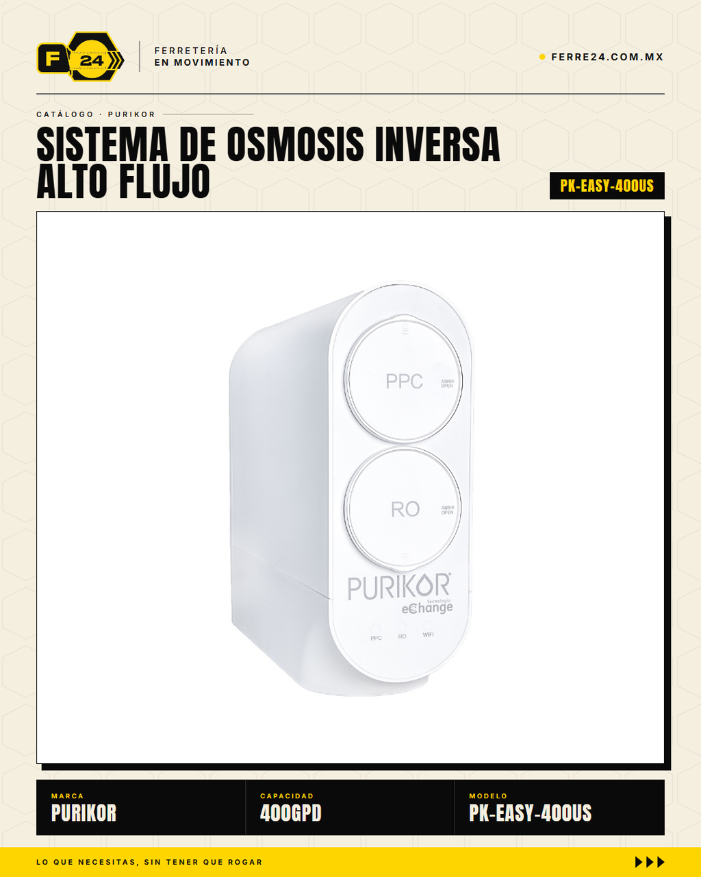 Sistema de Ósmosis Inversa 400 GPD PURIKOR — Compacto sin Tanque · hero_001