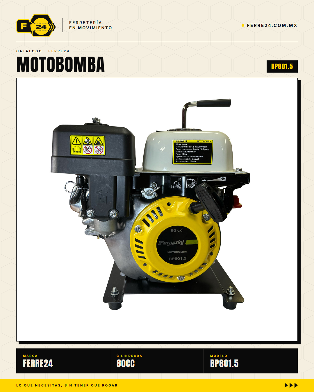Motobomba Autocebante 80 cc — 1.5", 14 kg · hero_001
