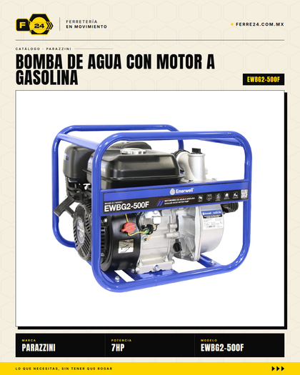 Motobomba ENERWELL 7HP Gasolina Autocebante 2x2 Pulgadas