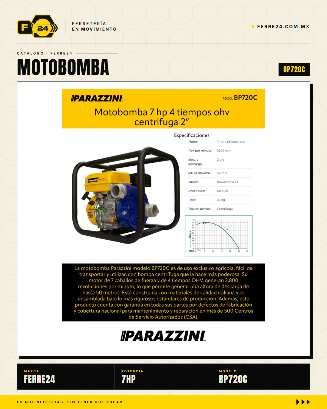 Motobomba Centrífuga 7 HP — 2", 50 m de Altura · hero_001