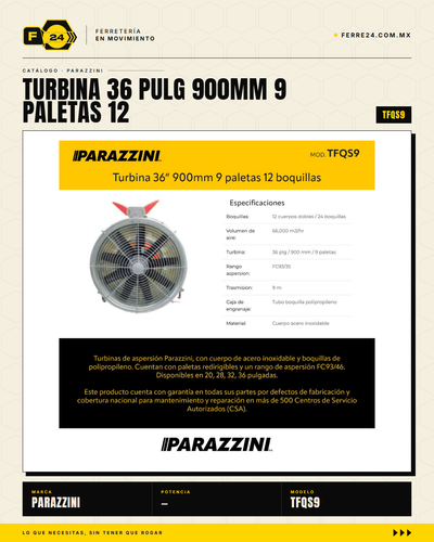 Turbina de Aspersión 36" Parazzini — Acero Inoxidable