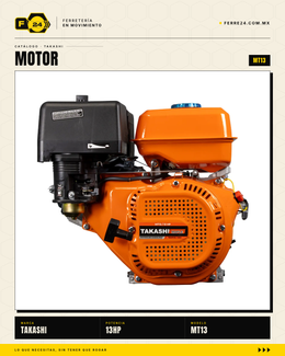Motor a Gasolina 13 HP 4 Tiempos Takashi MT13