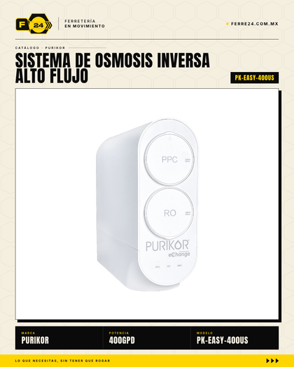 Sistema de Ósmosis Inversa 400 GPD PURIKOR — Compacto sin Tanque