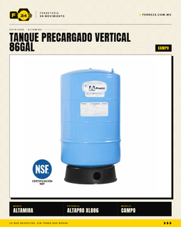 Tanque Precargado ALTAMIRA 86 Gal — Garantía 6 Años, Codo Inox 304 Incluido