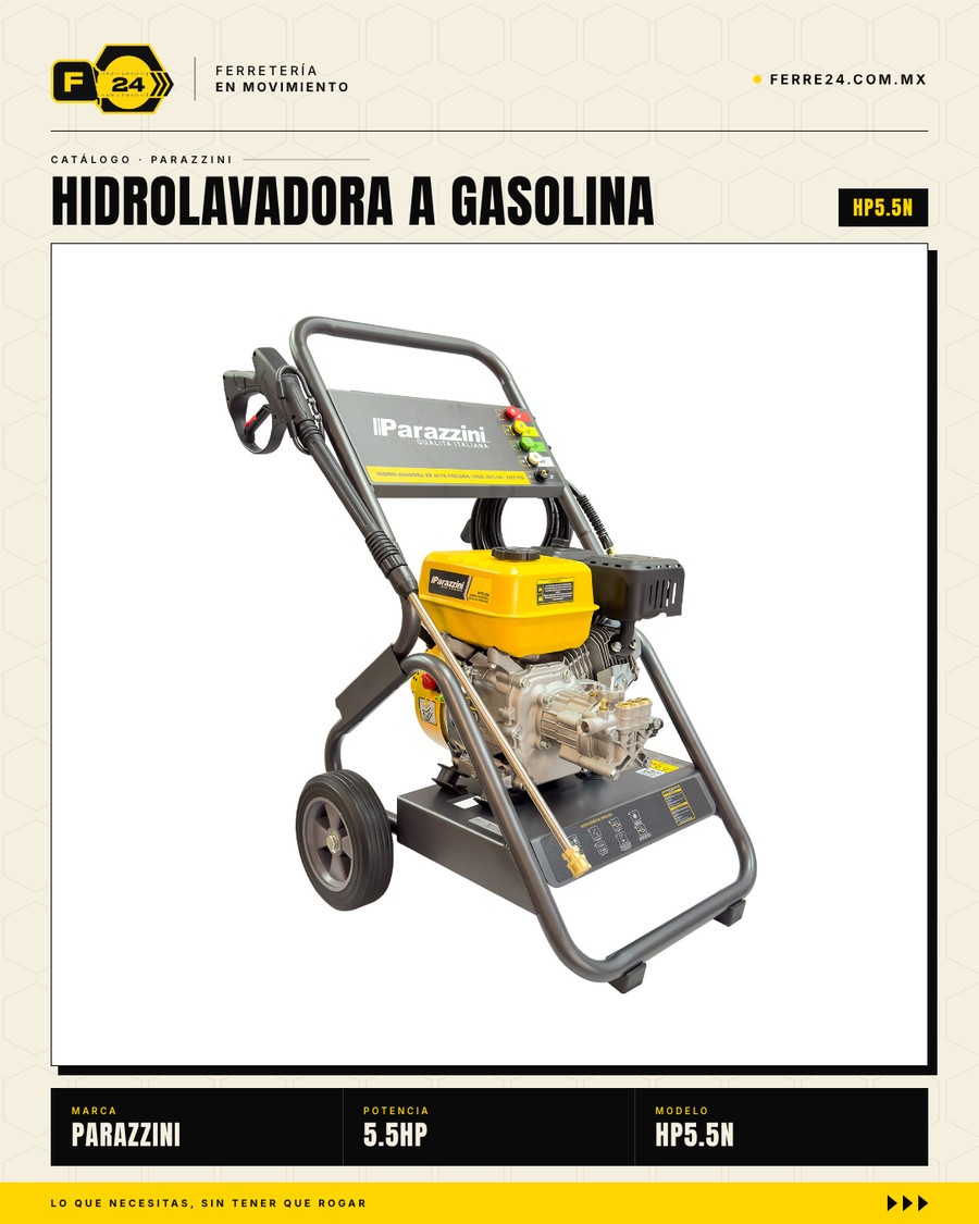 Hidrolavadora a Gasolina Parazzini HP5.5 — 2,200 PSI / 5.5 HP / 4 Tiempos · hero_001