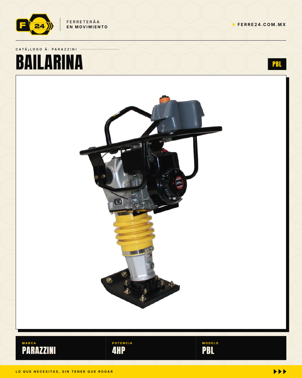 Bailarina Compactadora Parazzini PBL 4HP Loncin — vista principal