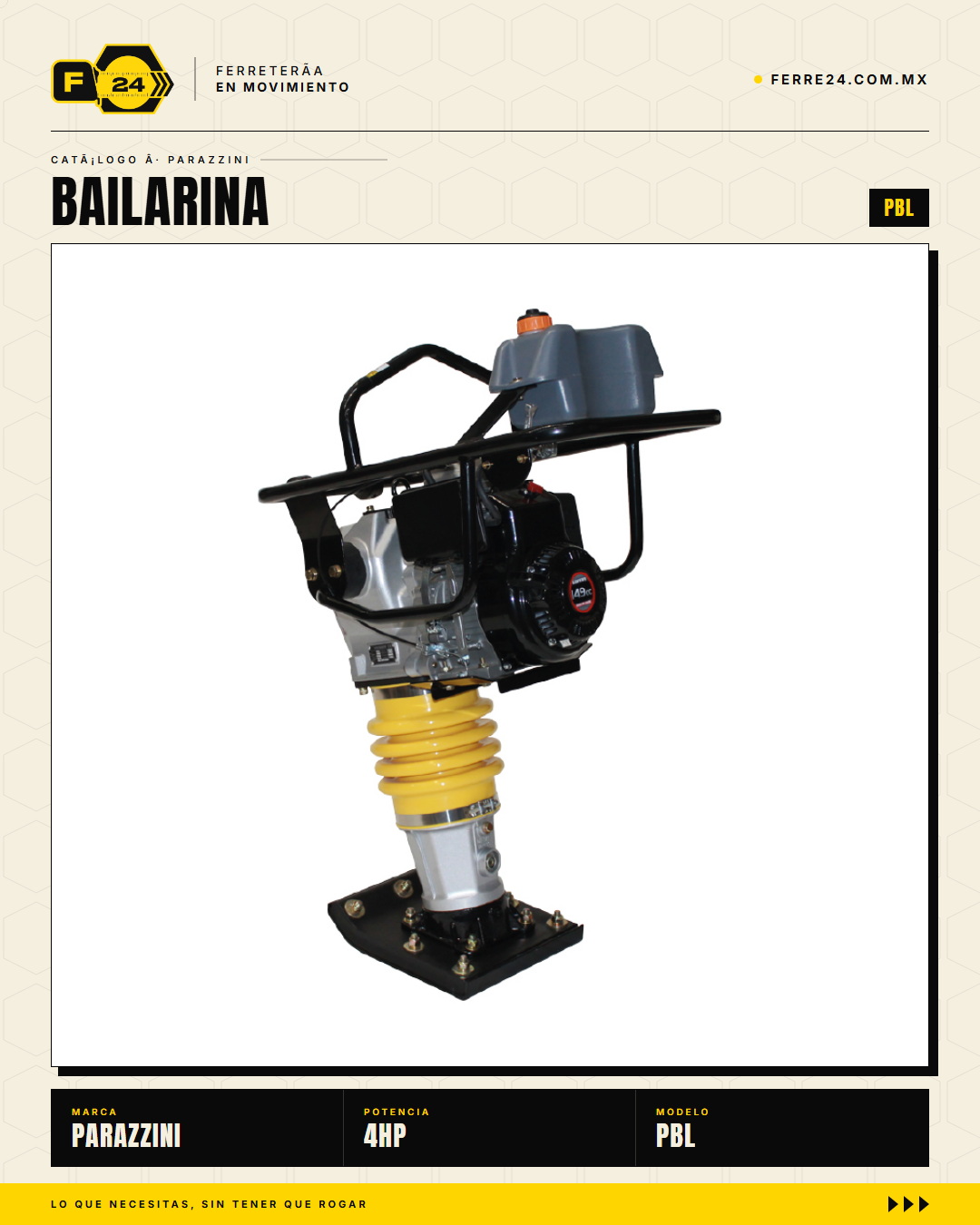 Bailarina Compactadora Parazzini PBL 4HP Loncin — vista principal