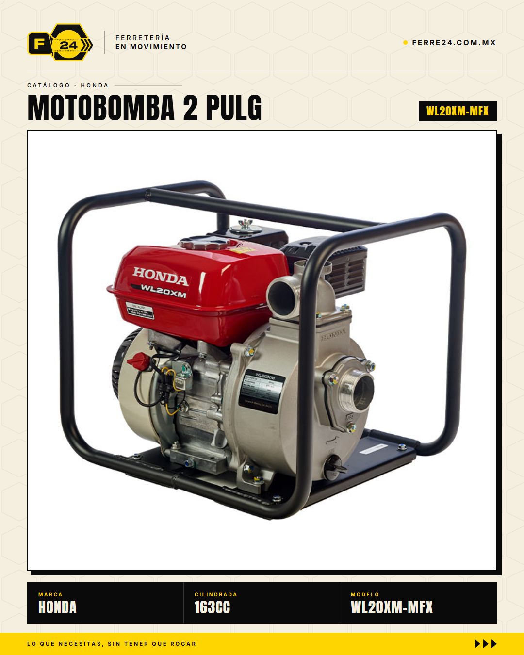 Motobomba Honda WL20XM-MFX 2" Autocebante, 670 L/min · hero_001