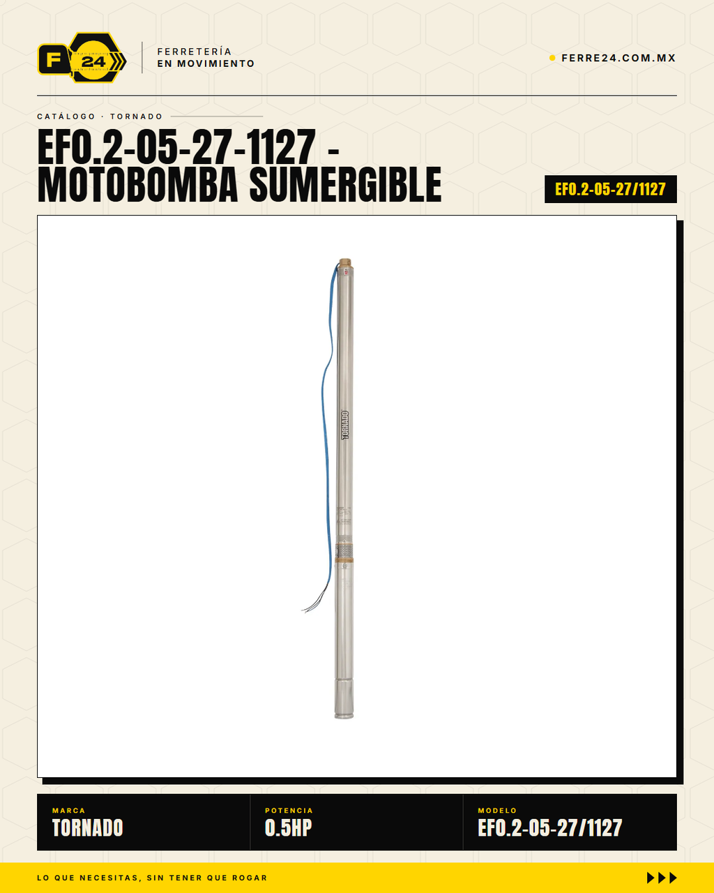Motobomba Sumergible TORNADO SLIM 1/2 HP - Para Ademes Reducidos · hero_001