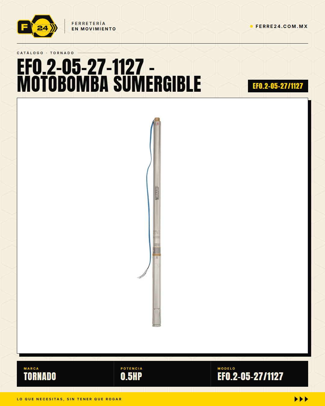 Motobomba Sumergible TORNADO SLIM 1/2 HP - Para Ademes Reducidos · hero_001