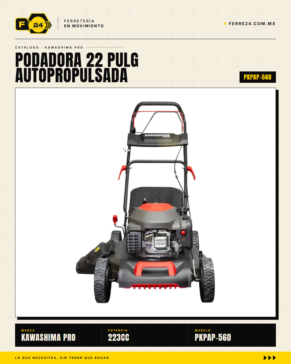 Podadora Autopropulsada 22" 223cc 3 en 1 - Kawashima Pro · hero_001