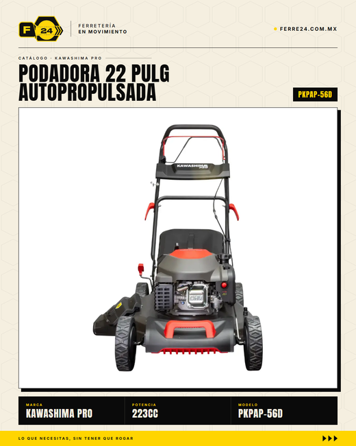 Podadora Autopropulsada 22" 223cc 3 en 1 - Kawashima Pro
