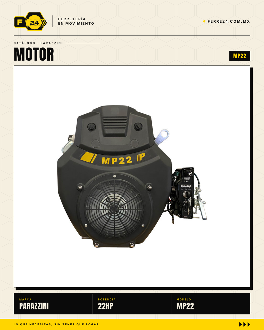 Motor Estacionario V-twin 22 HP Parazzini MP22 — Arranque Eléctrico · hero_001