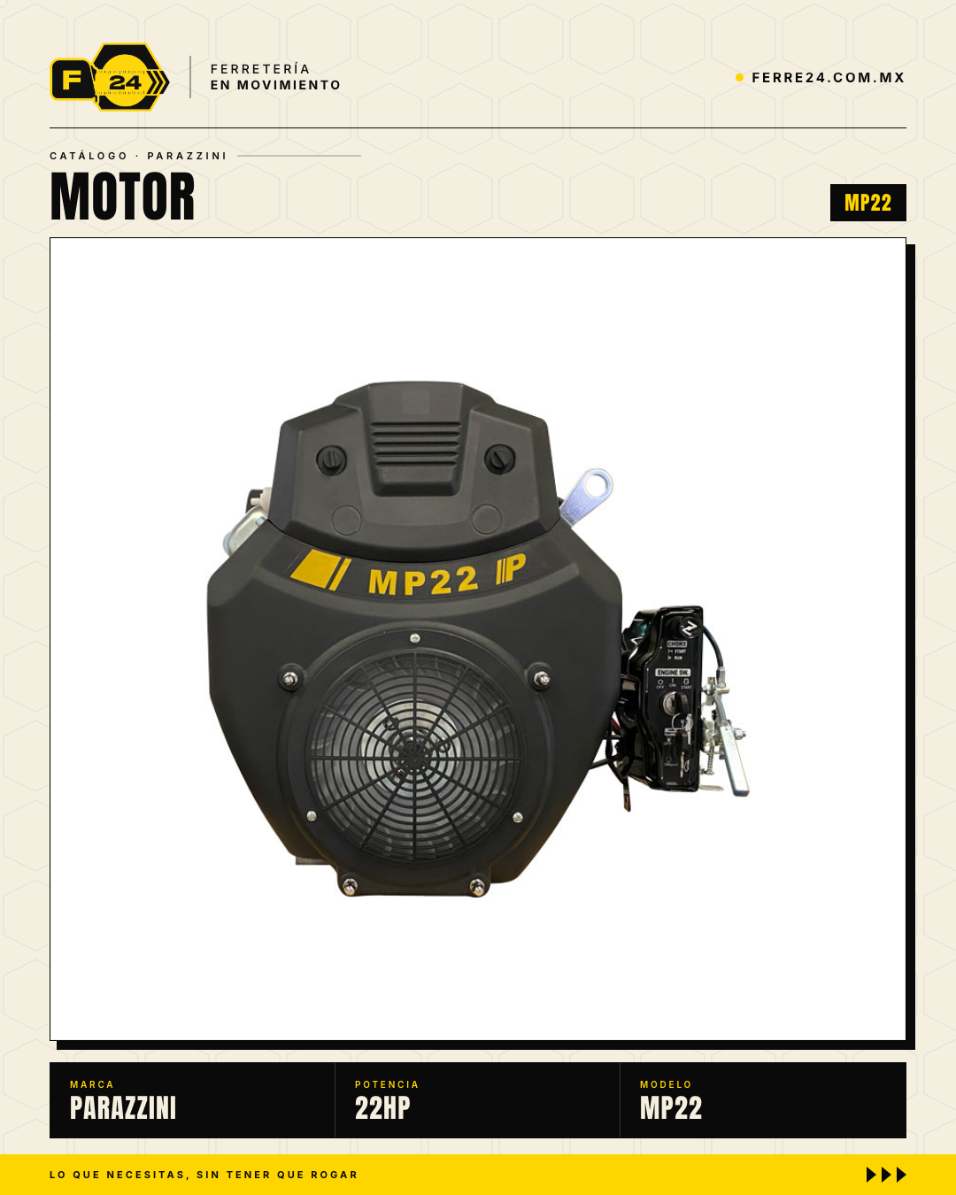 Motor Estacionario V-twin 22 HP Parazzini MP22 — Arranque Eléctrico · hero_001