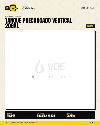 Tanque precargado vertical AQUA PAK XLB20 — 20 galones, 130 psi, garantía 4 años