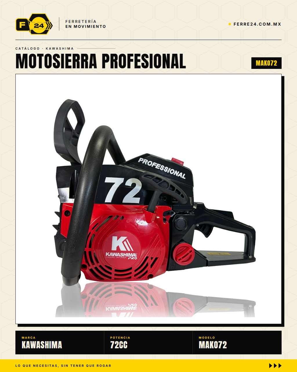 Kit 2 Motosierras Kawashima Pro MAKO72 — 72cc, Barra 24" · hero_001