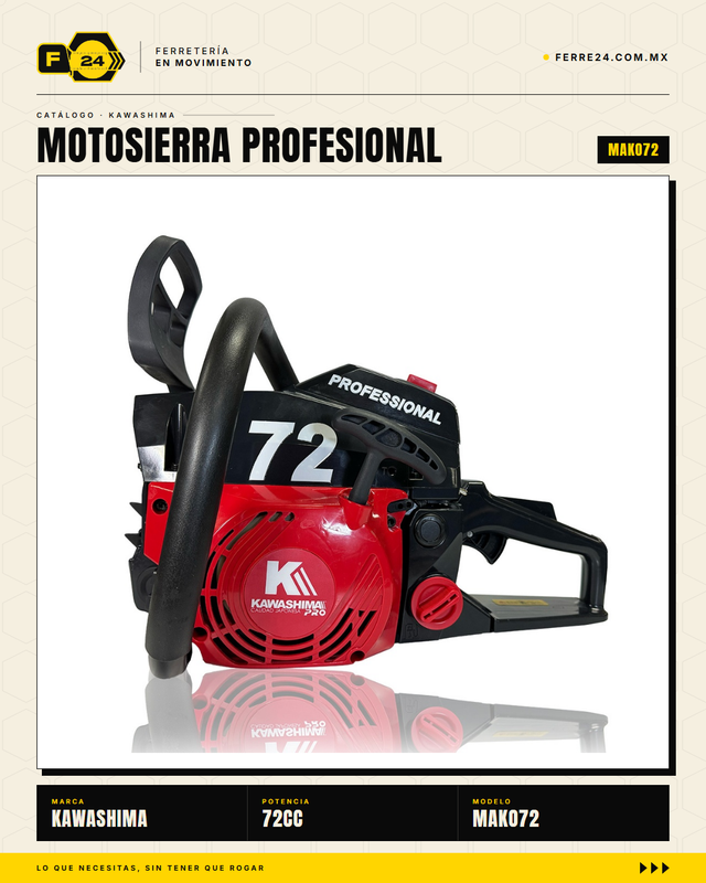 Kit 2 Motosierras Kawashima Pro MAKO72 — 72cc, Barra 24"