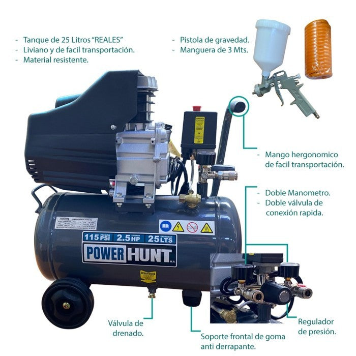 Compresor Power Hunt 25L — vista alternativa