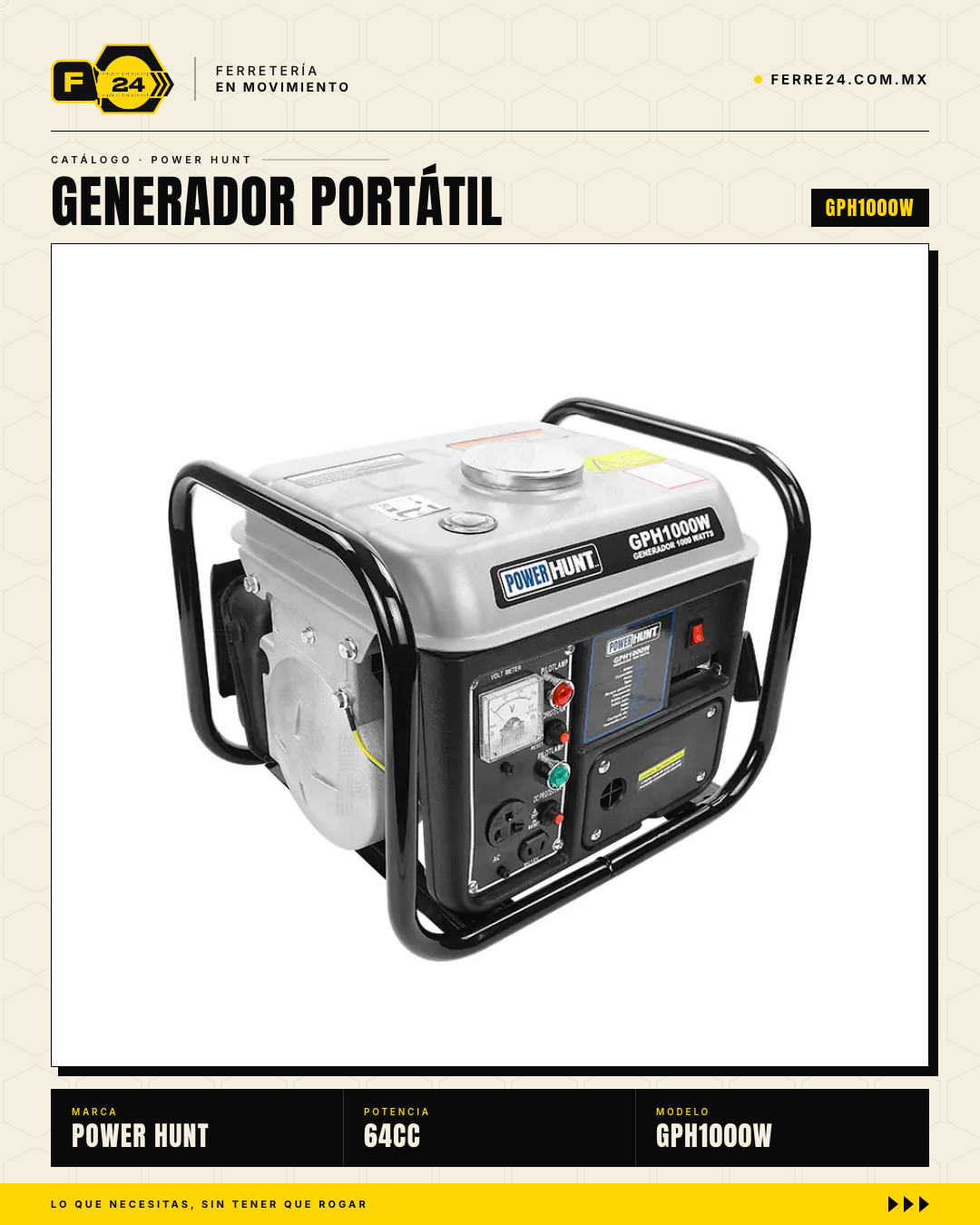 Generador Portátil Power Hunt 1000W — 6 Horas de Autonomía · hero_002