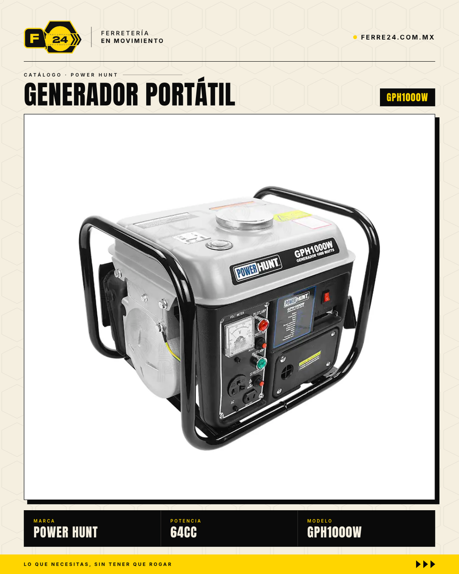 Generador Portátil Power Hunt 1000W — 6 Horas de Autonomía · hero_002