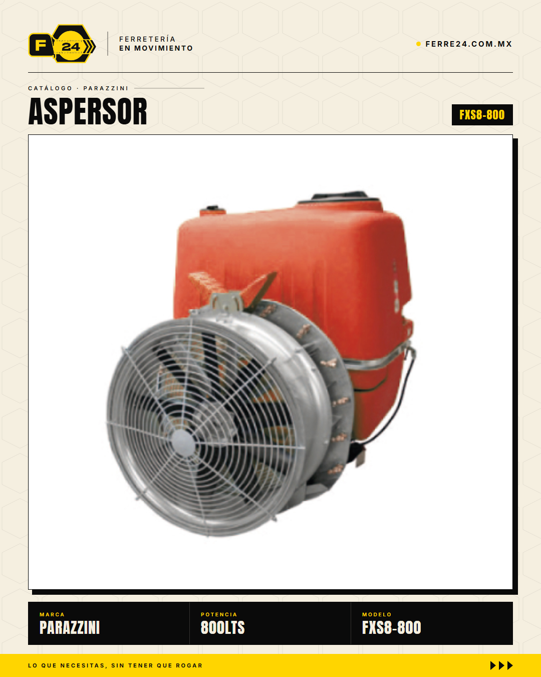 Aspersor Turbina Air-Blast 800 L Parazzini FXS8-800 — PTO 75 HP · hero_002