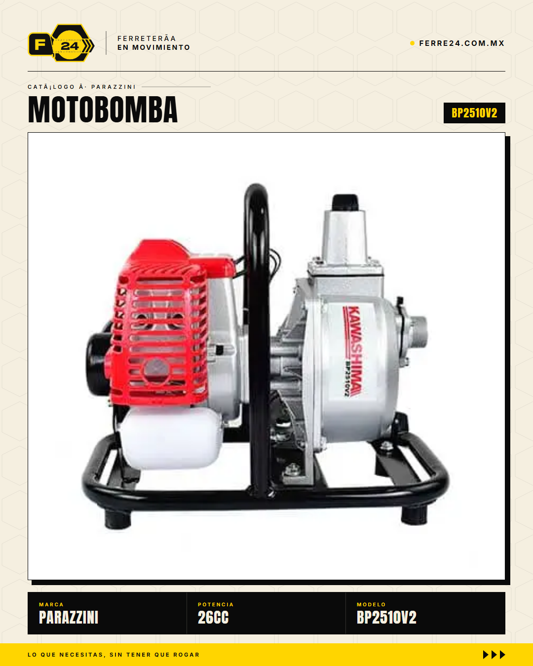 Motobomba Kawashima BP2510V2 — vista alternativa