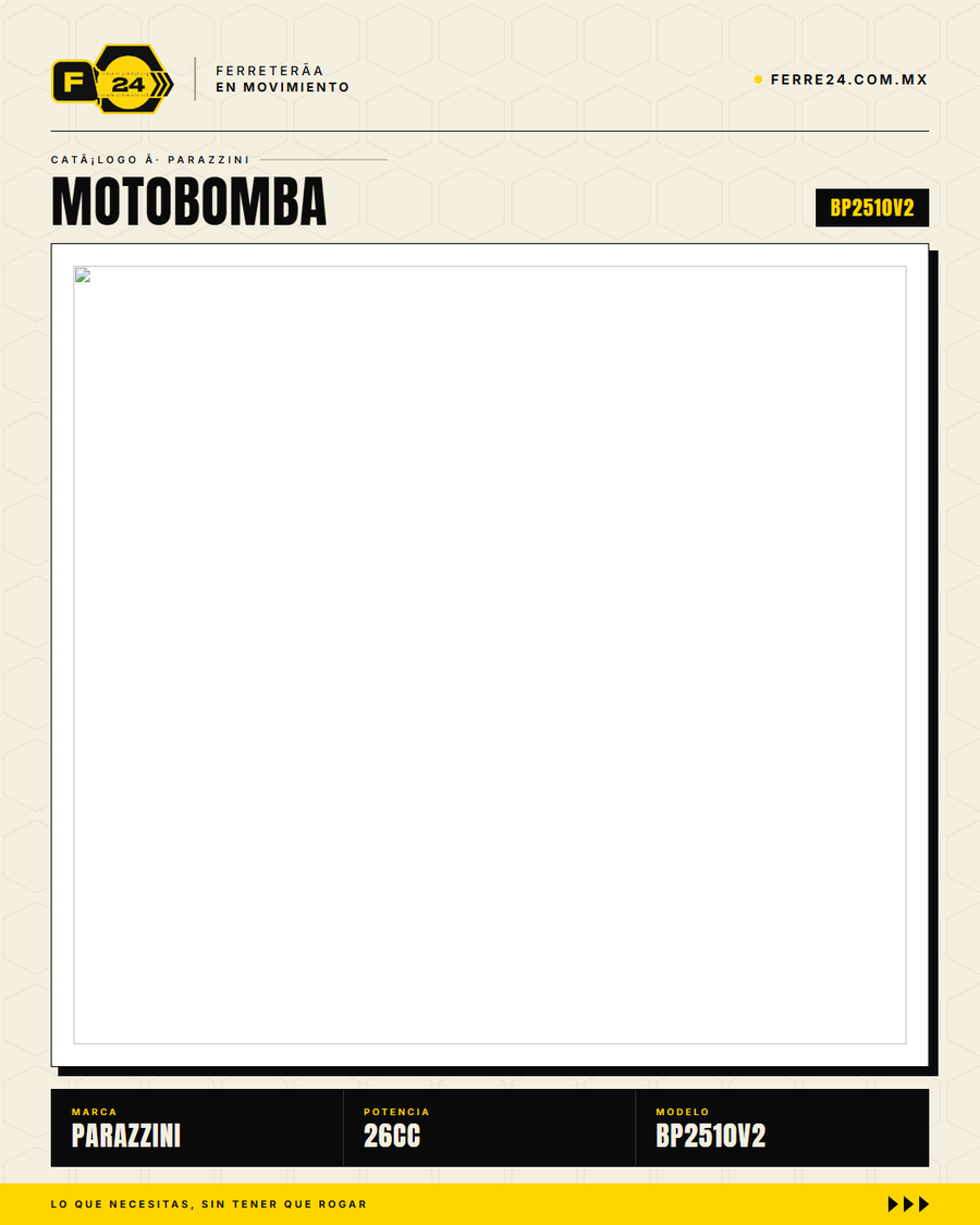 Motobomba Kawashima BP2510V2 — detalle motor